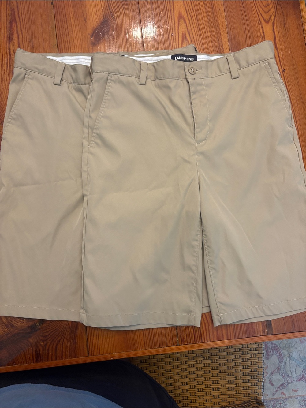 Dri fit Lands' End boys Tan Flat Front Shorts
